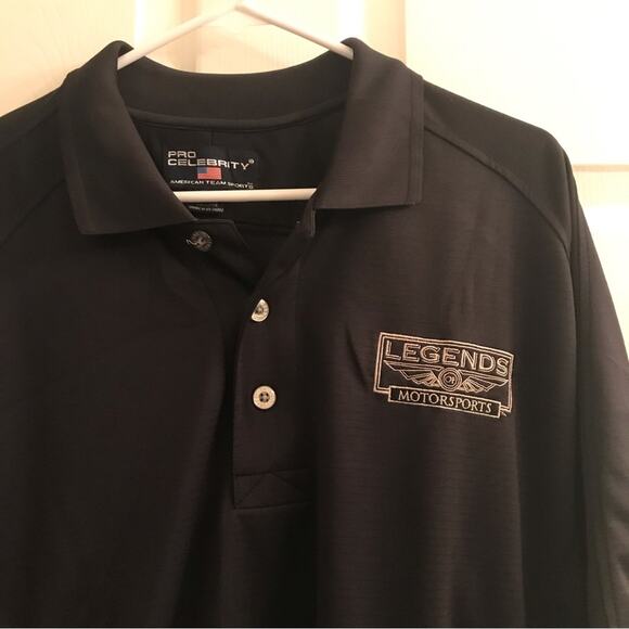 Pro Celebrity Legends Motorsports Black Polo Size Medium - Picture 2 of 6